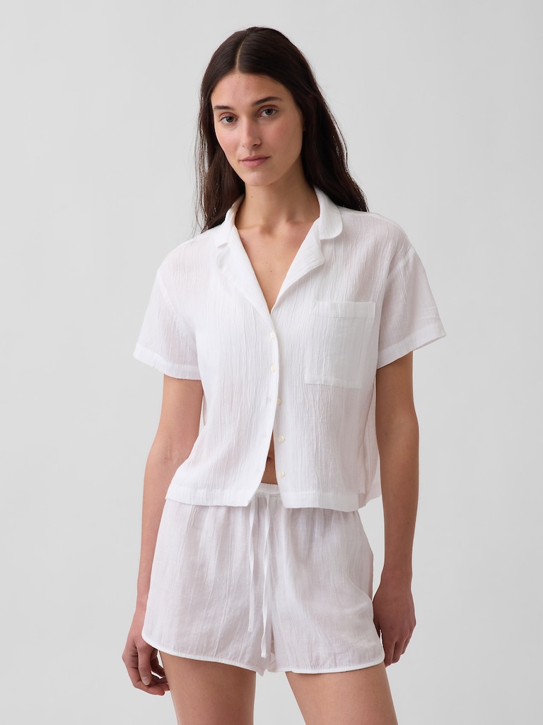 Crinkle Gauze Oversized PJ Shirt
