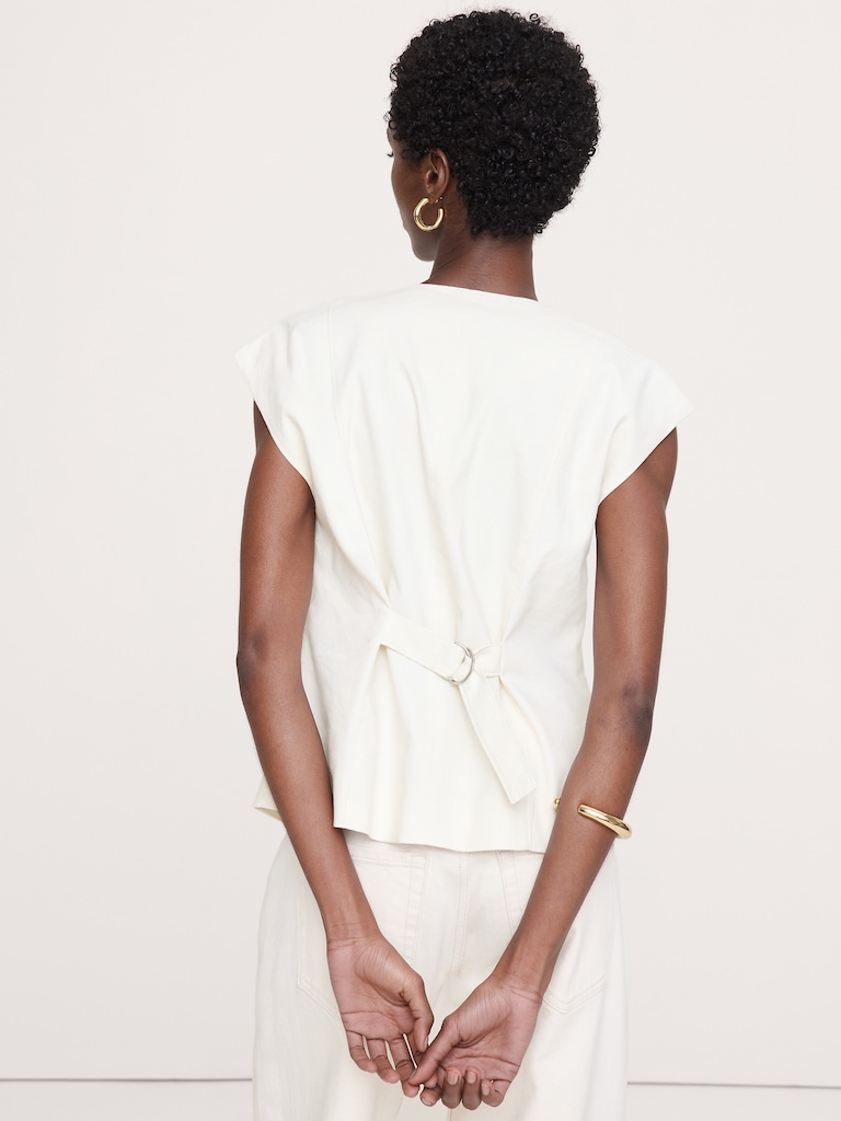 Stretch Linen-Viscose Vest