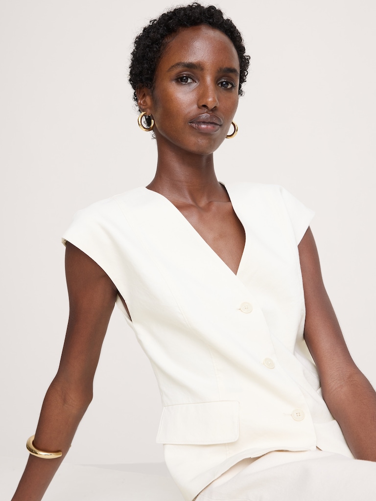 Stretch Linen-Viscose Vest