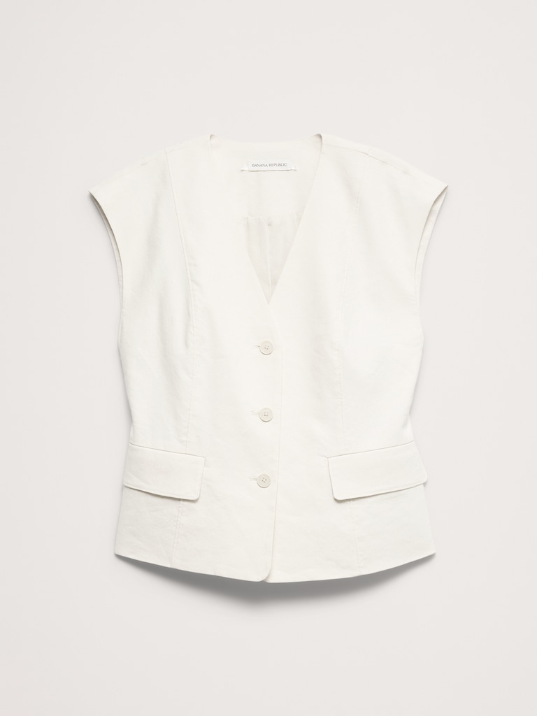 Stretch Linen-Viscose Vest
