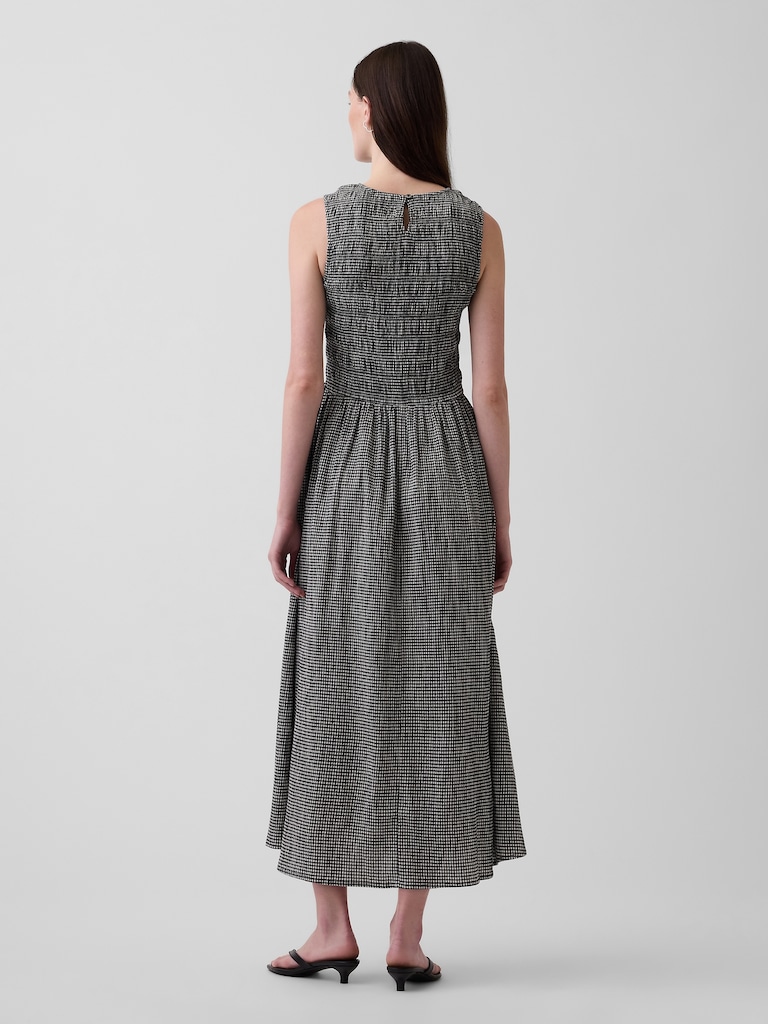 Gingham Smocked Drop-Waist Maxi Dress