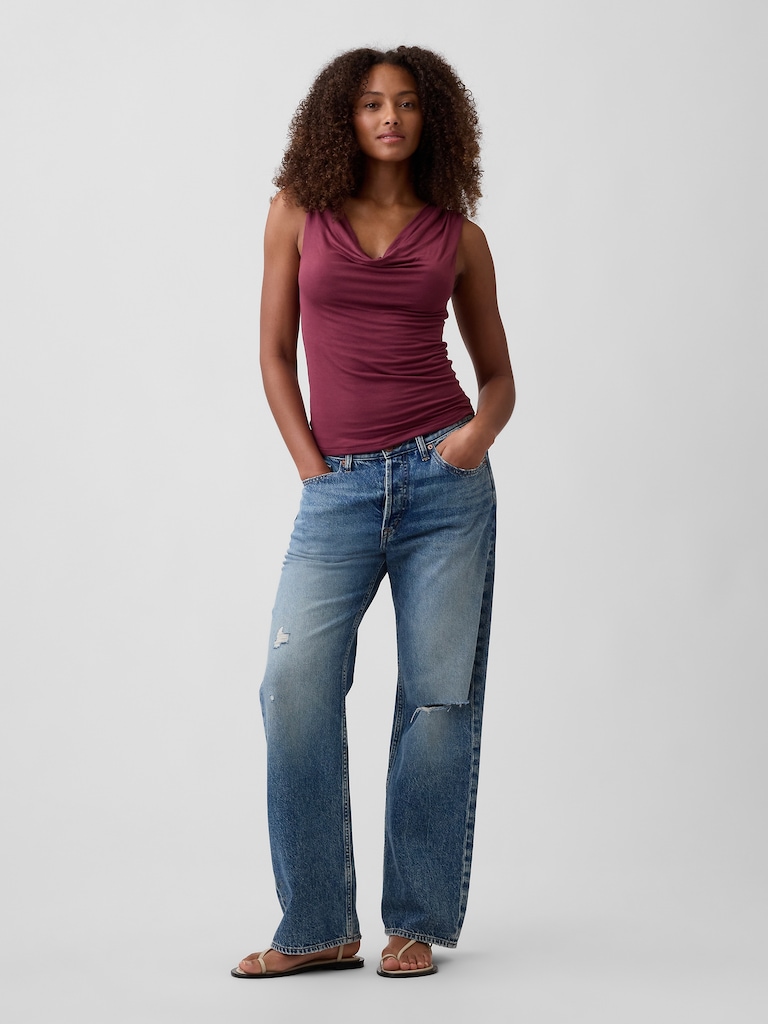 Sleeveless Cowl-Neck Top