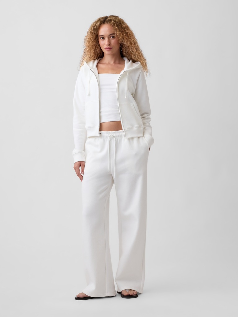 Cropped Fleece Zip Hoodie