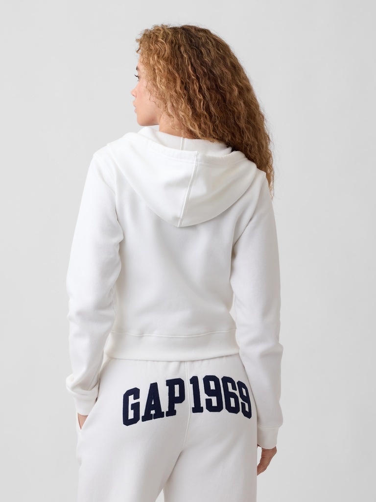 Cropped Fleece Zip Hoodie