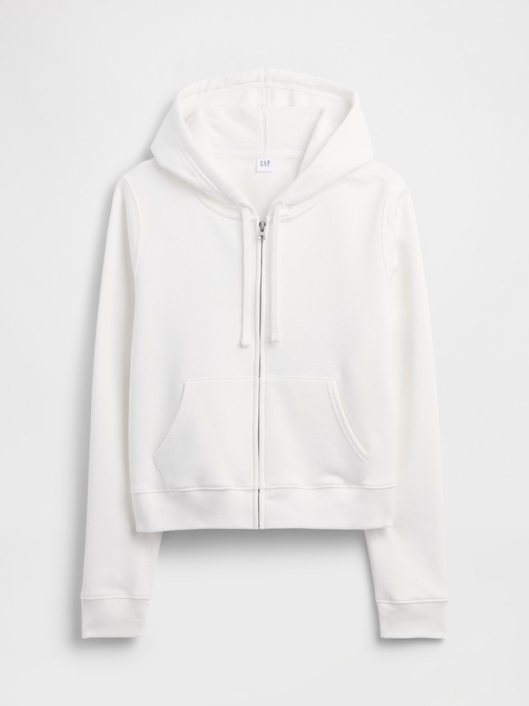 Cropped Fleece Zip Hoodie