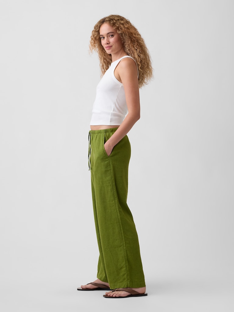 Relaxed Linen-Blend Wide-Leg Pants