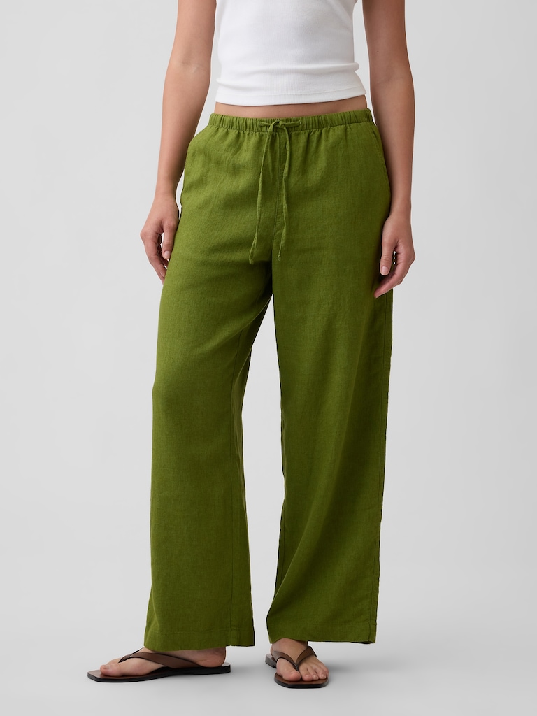 Relaxed Linen-Blend Wide-Leg Pants