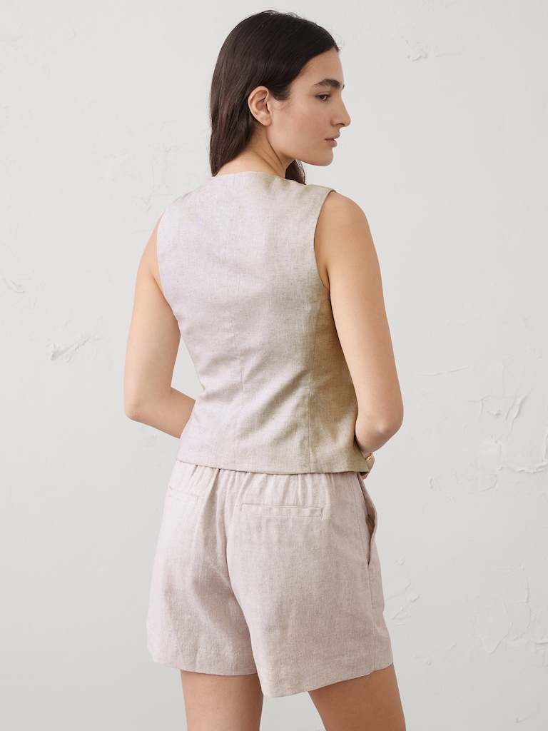 Linen-Blend Classic Vest