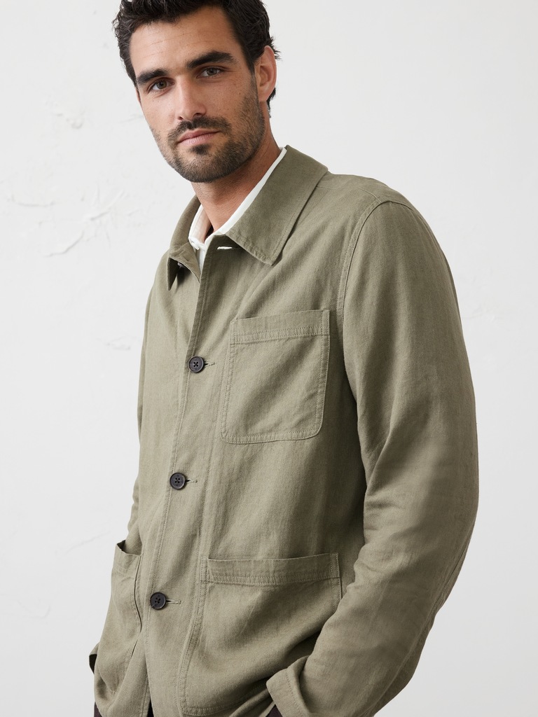 Linen-Blend Chore Jacket