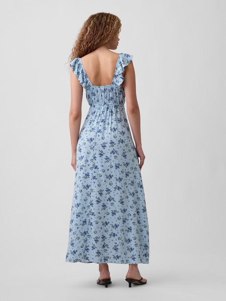 Ruffle V-Neck Maxi Dress