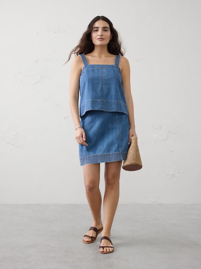 Denim Trapunto Tank