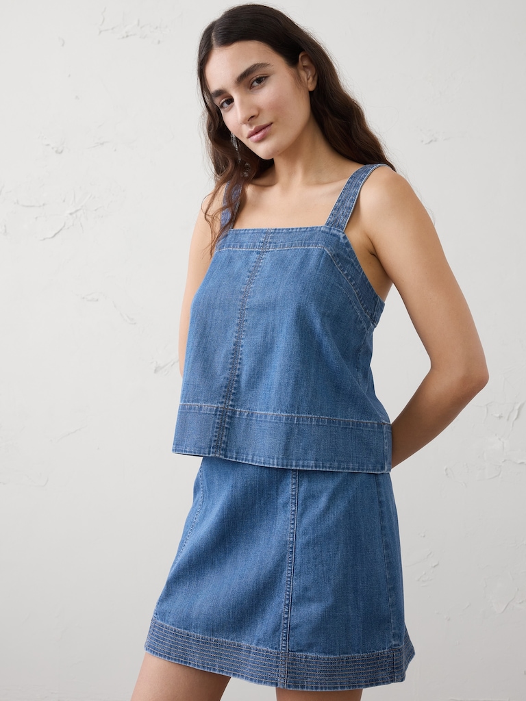 Denim Trapunto Tank