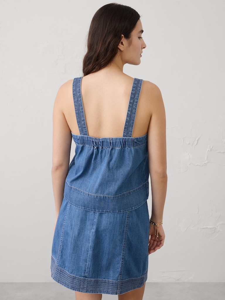 Denim Trapunto Tank