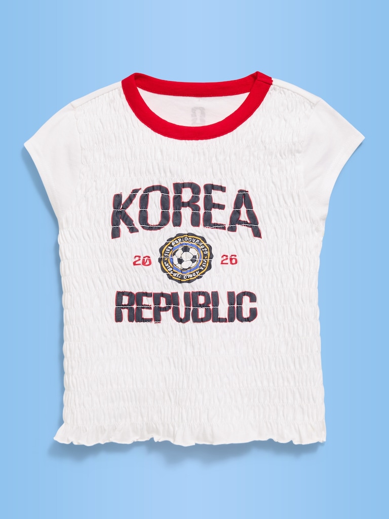 FIFA World Cup 26™ Korea Republic Smocked Graphic T-Shirt for Girls