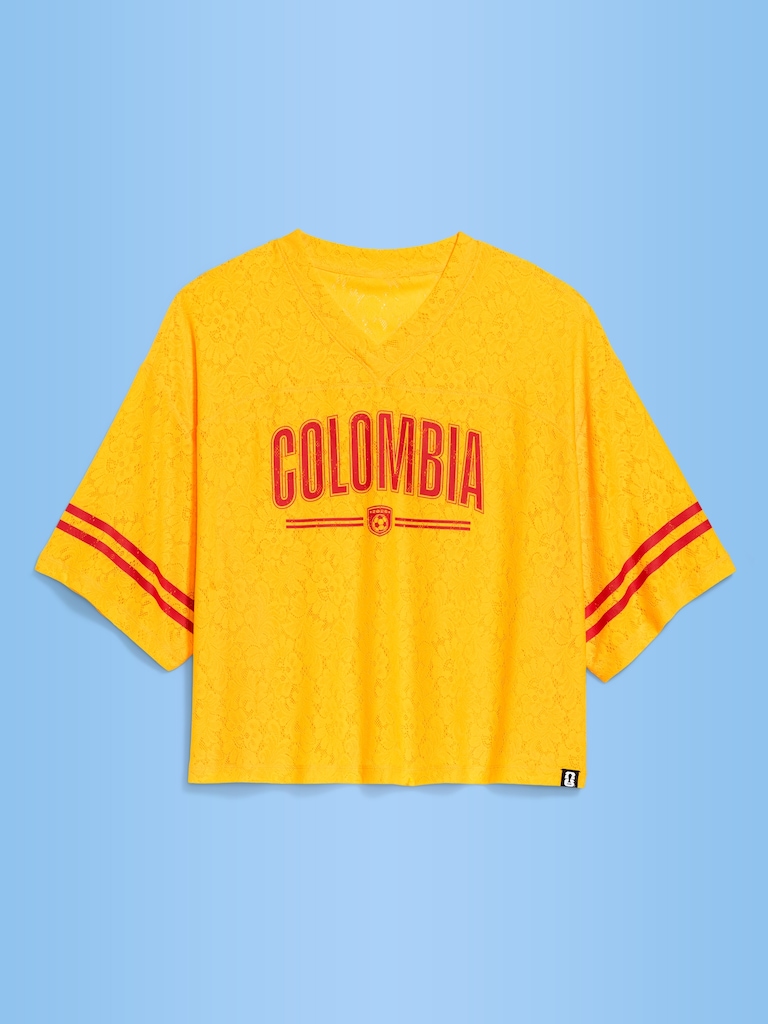 FIFA World Cup 26™ Colombia Boxy Lace V-Neck T-Shirt for Women