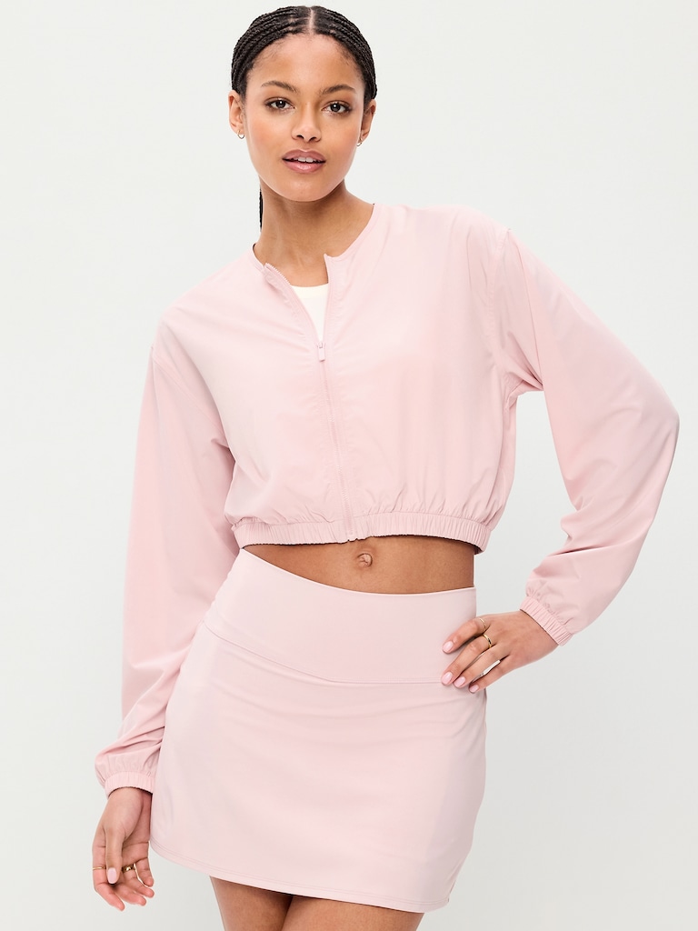 Zip-Front Cropped Tennis Jacket