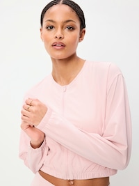 Zip-Front Cropped Tennis Jacket