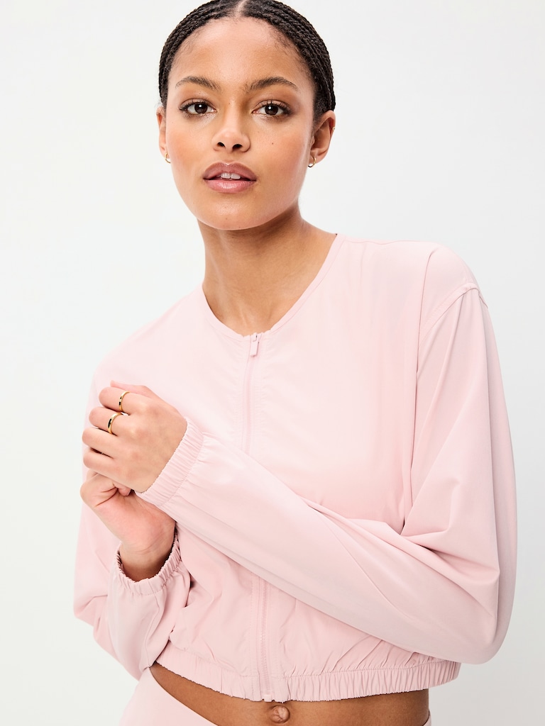 Zip-Front Cropped Tennis Jacket