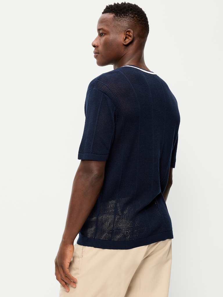 Relaxed Mesh-Knit T-Shirt