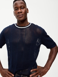 Relaxed Mesh-Knit T-Shirt