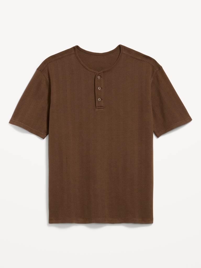 Garment-Dyed Henley Sweater T-Shirt