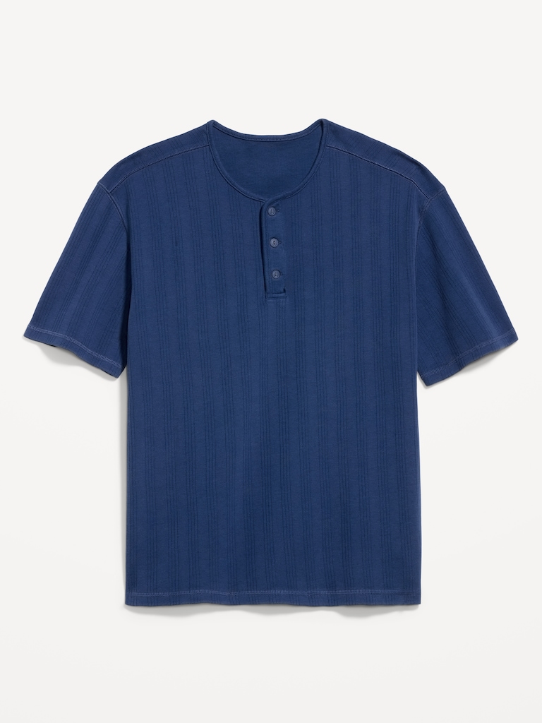Garment-Dyed Henley Sweater T-Shirt