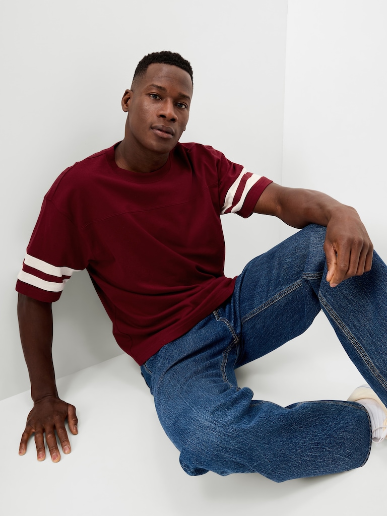 Heavyweight Short-Sleeve Football-Style T-Shirt