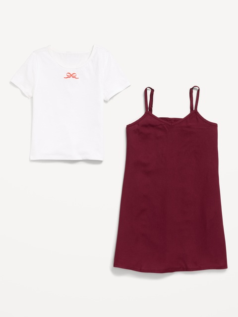 Short-Sleeve Graphic T-Shirt and Dress Set for Girls