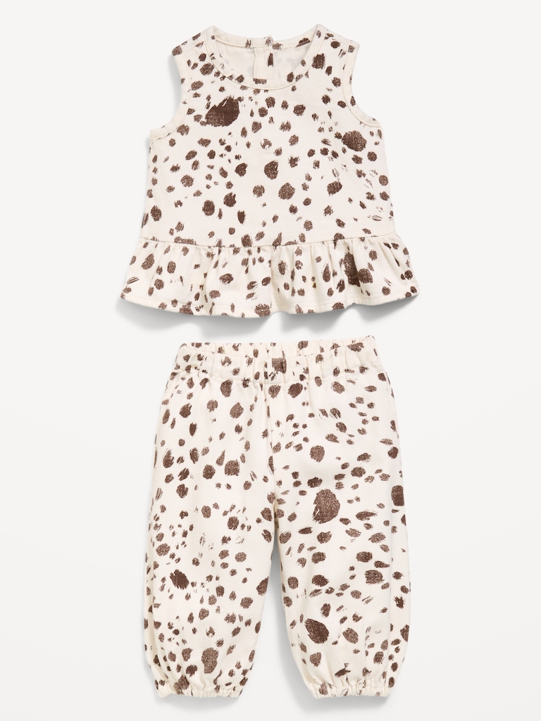 Printed Sleeveless Top and Pants Set for Baby