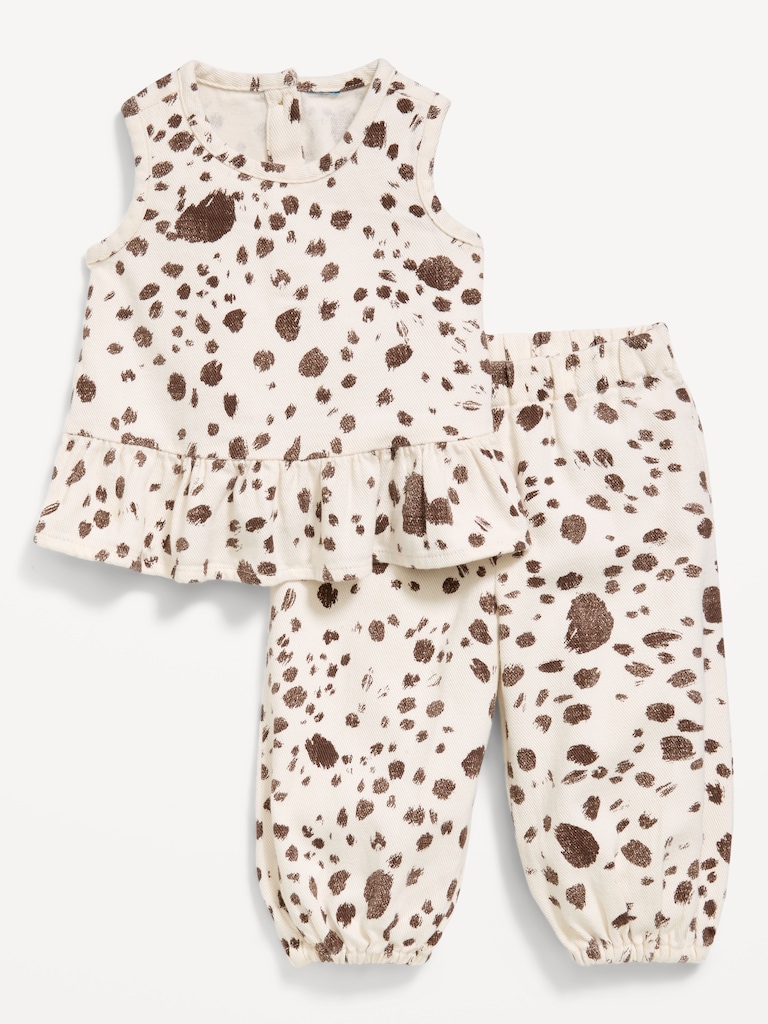 Printed Sleeveless Top and Pants Set for Baby