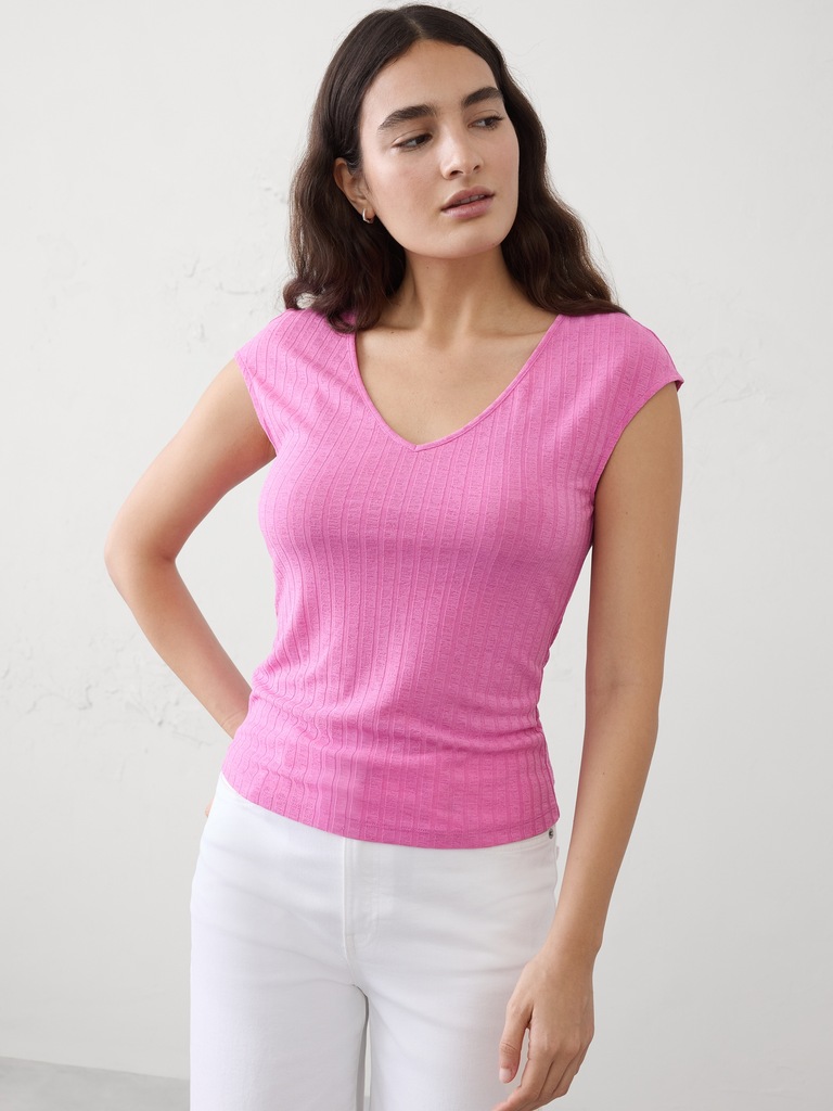 Ribbed V-Neck Top