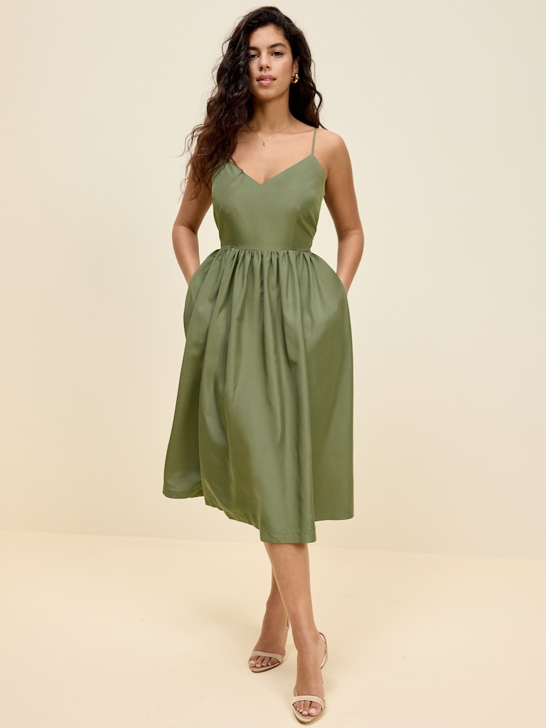 The Occasion by Old Navy Fit & Flare Sleeveless Taffeta Midi Dress