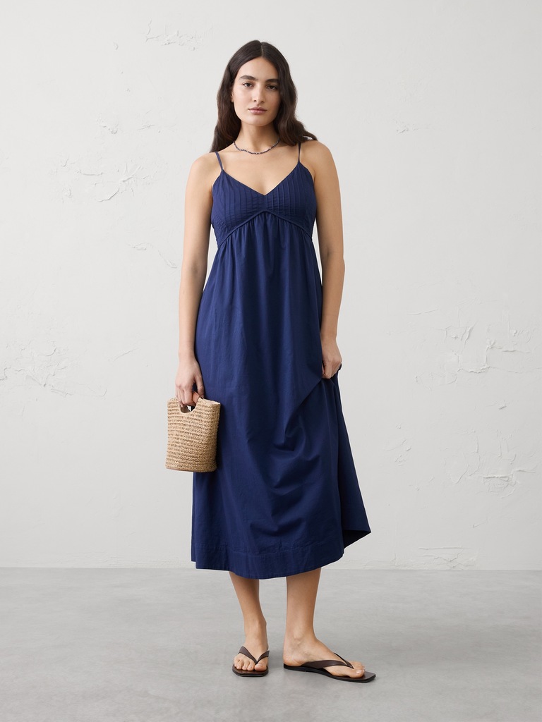 Pleated Voile Long Midi Dress