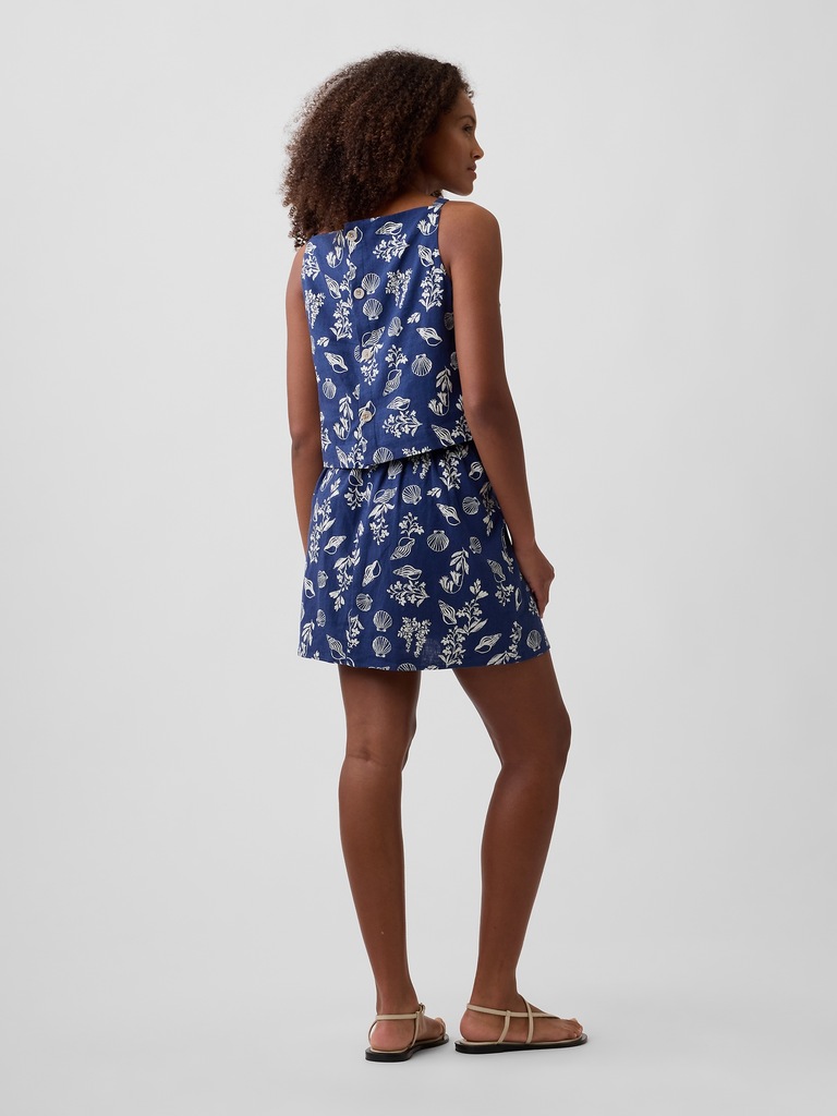 Linen-Blend Pull-On Mini Skirt