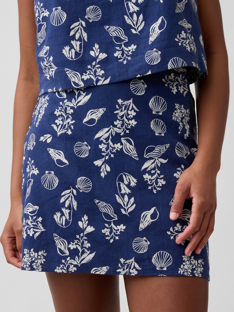 Linen-Blend Pull-On Mini Skirt