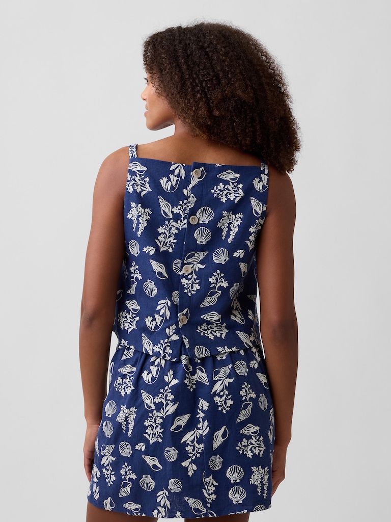 Linen-Blend Apron Top