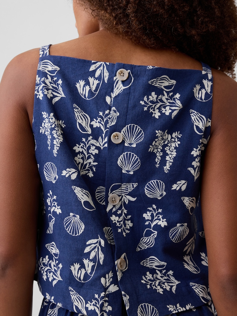 Linen-Blend Apron Top