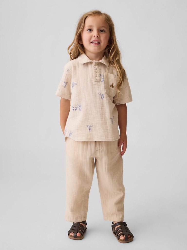 Baby & Toddler Cotton Gauze Pull-On Barrel Pants