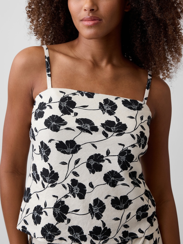 Linen-Blend Bias-Cut Top