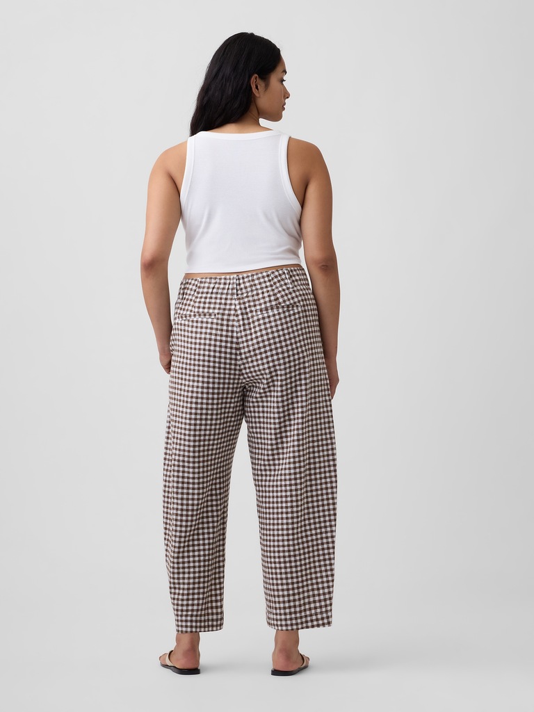 High Rise Linen-Blend Barrel Pants