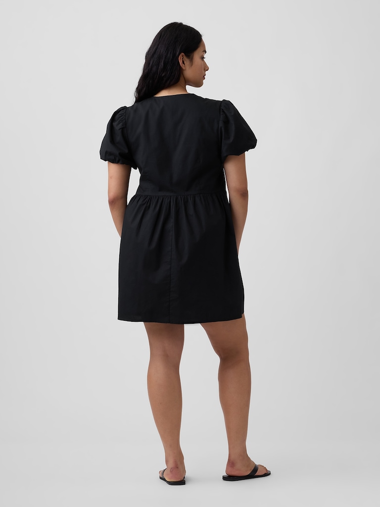 Puff Sleeve Tie-Front Mini Dress