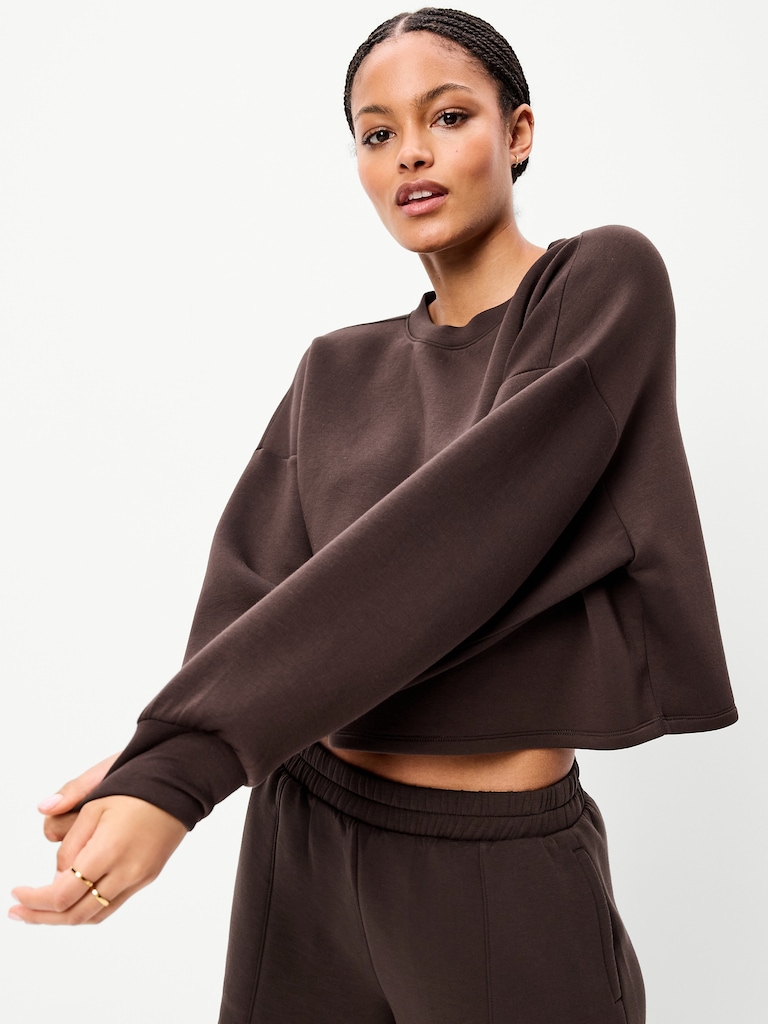 Bounce Fleece Crew-Neck Cropped Sweatshirt