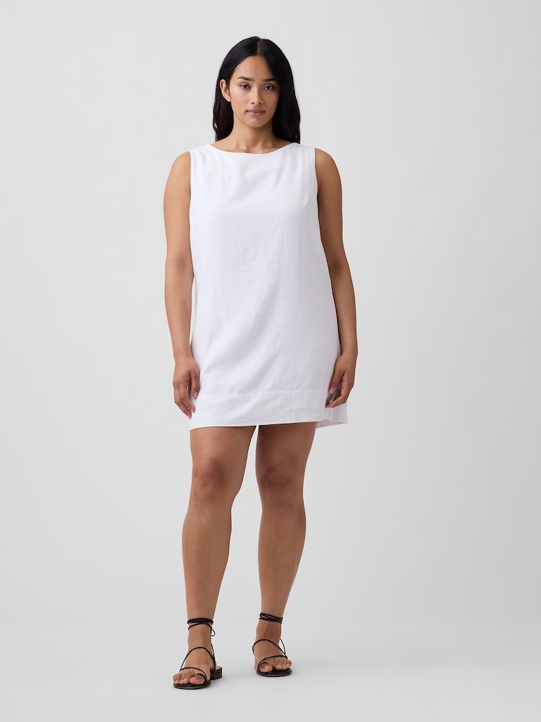 Linen-Blend Apron Mini Dress