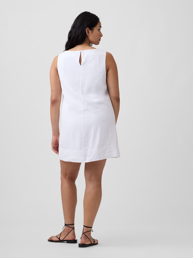Linen-Blend Apron Mini Dress