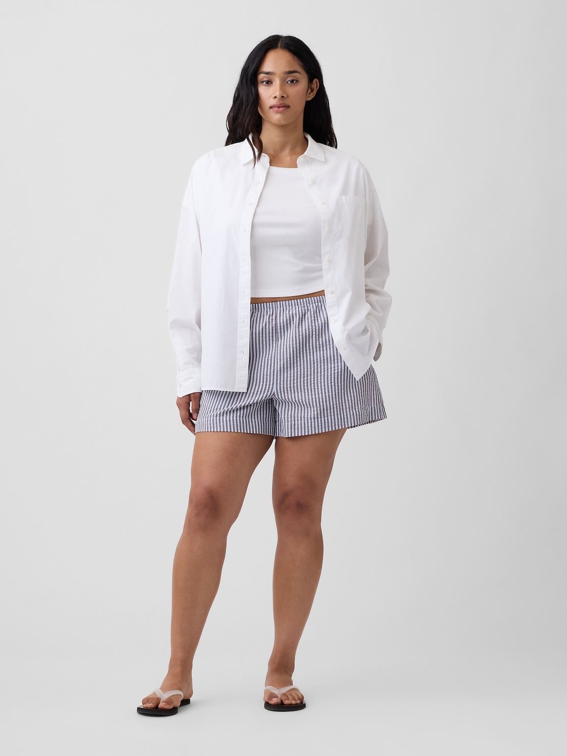 4" Relaxed Pull-On Seersucker Shorts