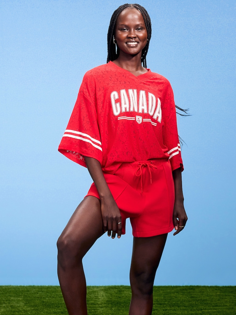 FIFA World Cup 26™ Canada Boxy Lace V-Neck T-Shirt for Women