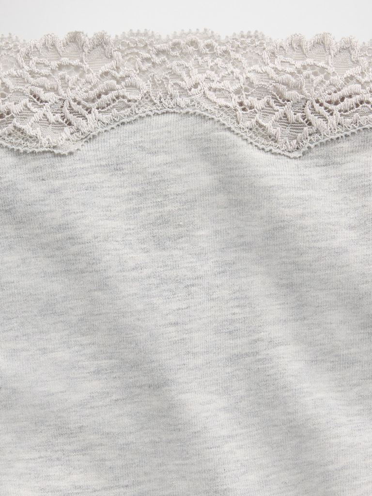 Organic Stretch Cotton Lace-Trim Shorty