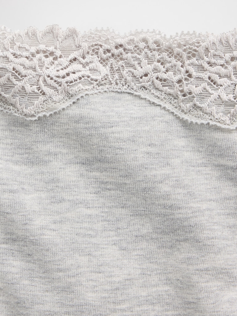 Organic Stretch Cotton Lace-Trim Thong