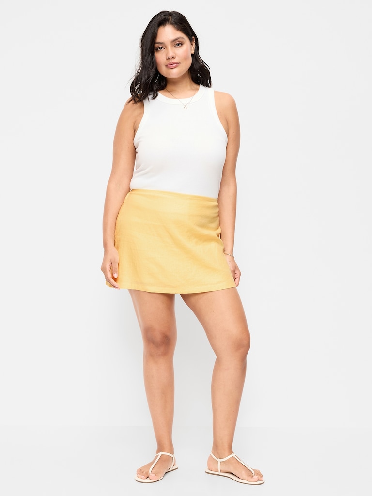 Jupe-short courte en mélange de lin