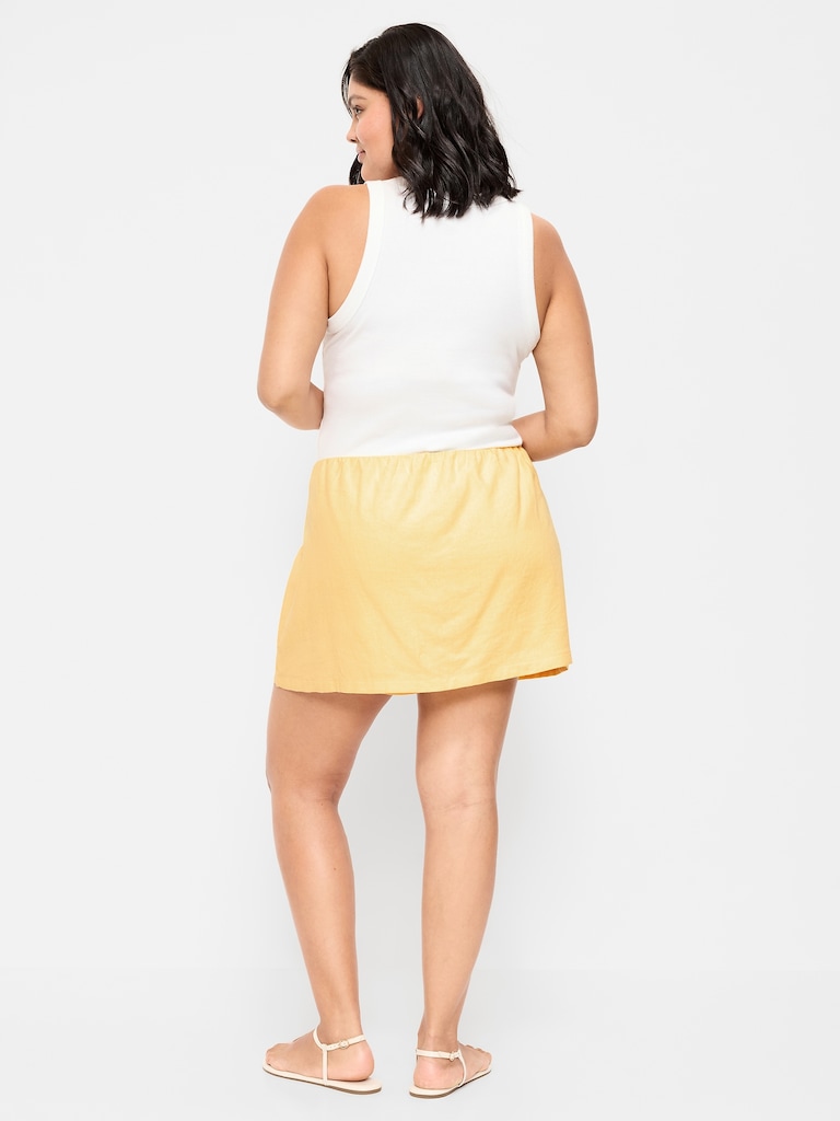 Jupe-short courte en mélange de lin